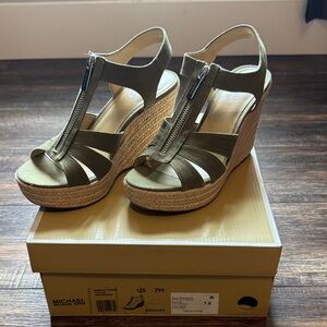 Michael Kors Khaki Wedge Sandals